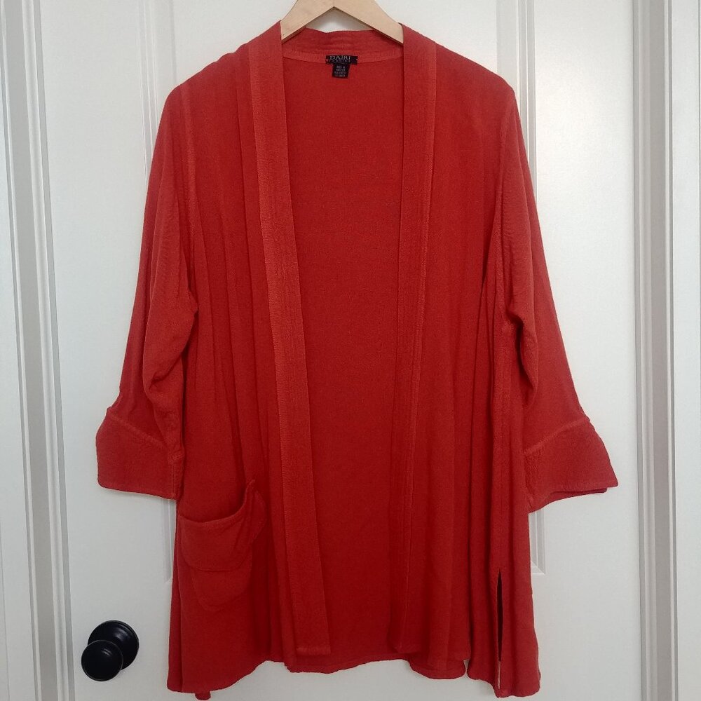 Dairi Morocco burnt orange open front light cover top soft cotton rayon aprox L